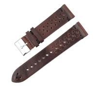 HUTBUVEAW Vintage Genuine Leather Watch Strap 18mm 20mm 22mm 24mm Coffee Brown Breathable Hole Watchband Quick Release Wristband For Men(Dark Brown-Black,20mm)