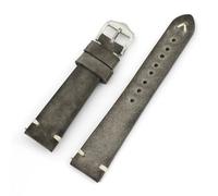 HUTBUVEAW Vintage Genuine Leather Watch Strap Brown Coffee Black Gray Blue 20mm 22mm 24mm Watchband Handmade Stitching Strap For Men(Gray,24mm)