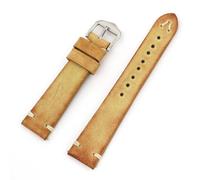 HUTBUVEAW Vintage Genuine Leather Watch Strap Brown Coffee Black Gray Blue 20mm 22mm 24mm Watchband Handmade Stitching Strap For Men(Yellow,24mm)