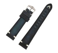 HUTBUVEAW Vintage Genuine Leather Watch Strap Brown Coffee Black Gray Blue 20mm 22mm 24mm Watchband Handmade Stitching Strap For Men(Dark Blue,22mm)