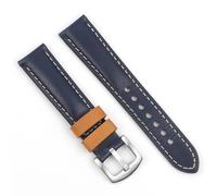 HUTBUVEAW Vintage Genuine Leather Wristband 18mm 20mm 22mm 24mm Black Blue Coffee Watch Strap Replacement Accessories Wristband For Men(Blue,24mm)