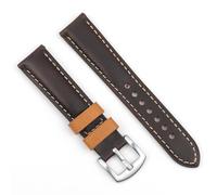 HUTBUVEAW Vintage Genuine Leather Wristband 18mm 20mm 22mm 24mm Black Blue Coffee Watch Strap Replacement Accessories Wristband For Men(Coffee,22mm)