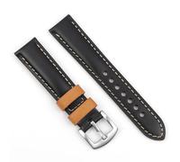 HUTBUVEAW Vintage Genuine Leather Wristband 18mm 20mm 22mm 24mm Black Blue Coffee Watch Strap Replacement Accessories Wristband For Men(Black,22mm)