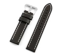 HUTBUVEAW Watch Strap 20mm Quick Release Bands Hand Stitching Watchband Handmade Wristband Accessories(Coffee-white line)
