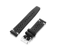 HUTBUVEAW Watchband 18mm 20mm 22mm 24mm Waterproof Sweatproof Watch Strap Breathable Handmade Leather Watch Band(Black,22mm)