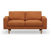Hutch Fabric Block Arm 2 Seater Sofa - Rust
