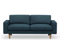 Hutch Fabric Block Arm 3 Seater Sofa - Aegean Blue