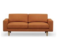 Hutch Fabric Block Arm 3 Seater Sofa - Rust