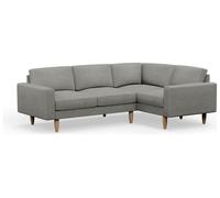 Hutch Fabric Block Arm 4 Seater Corner Sofa - Dove Grey