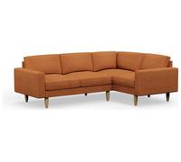 Hutch Fabric Block Arm 4 Seater Corner Sofa - Rust