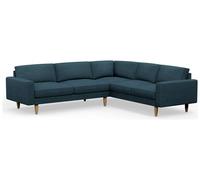 Hutch Fabric Block Arm 6 Seater Corner Sofa - Aegean Blue