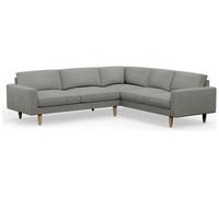 Hutch Fabric Block Arm 6 Seater Corner Sofa - Dove Grey
