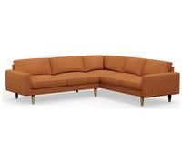 Hutch Fabric Block Arm 6 Seater Corner Sofa - Rust