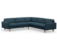 Hutch Fabric Block Arm 7 Seater Corner Sofa - Aegean Blue