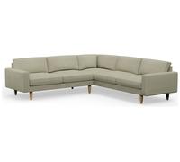 Hutch Fabric Block Arm 7 Seater Corner Sofa - Oat