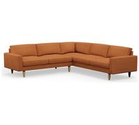 Hutch Fabric Block Arm 7 Seater Corner Sofa - Rust