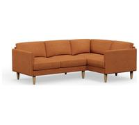 Hutch Fabric Curve Arm 4 Seater Corner Sofa - Rust