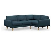 Hutch Fabric Round Arm 4 Seater Corner Sofa - Aegean Blue