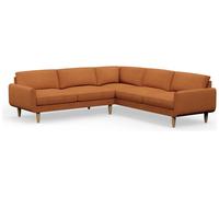 Hutch Fabric Round Arm 7 Seater Corner Sofa - Rust