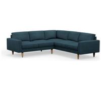 Hutch Plus Fabric Block Arm 5 Seater Corner Sofa-Aegean Blue