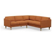 Hutch Plus Fabric Curve Arm 5 Seater Corner Sofa - Rust