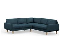 Hutch Plus Fabric Round Arm 5 Seater Corner Sofa-Aegean Blue