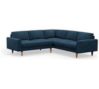Hutch Plus Velvet Block Arm 5 Seater Corner Sofa - Ink Blue