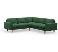Hutch Plus Velvet Block Arm 5 Seater Corner Sofa- Sage Green