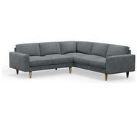 Hutch Plus Velvet Block Arm 5 Seater Corner Sofa- Slate Grey
