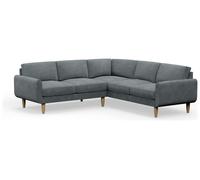 Hutch Plus Velvet Round Arm 5 Seater Corner Sofa- Slate Grey
