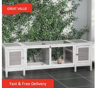 Pawhut Indoor Rabbit Hutch Separable Guinea Pig Cage Bunny Run In Grey Grey