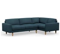 Hutch Slim Fabric Block Arm 5 Seater Corner Sofa-Aegean Blue