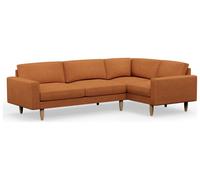 Hutch Slim Fabric Block Arm 5 Seater Corner Sofa - Rust