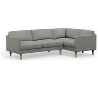 Hutch Slim Fabric Curve Arm 5 Seater Corner Sofa - Dove Grey
