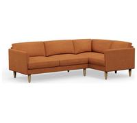 Hutch Slim Fabric Curve Arm 5 Seater Corner Sofa - Rust