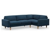 Hutch Slim Velvet Block Arm 5 Seater Corner Sofa - Ink Blue