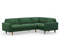 Hutch Slim Velvet Block Arm 5 Seater Corner Sofa- Sage Green