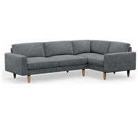 Hutch Slim Velvet Block Arm 5 Seater Corner Sofa- Slate Grey