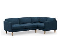 Hutch Slim Velvet Curve Arm 5 Seater Corner Sofa - Ink Blue