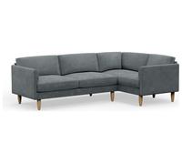 Hutch Slim Velvet Curve Arm 5 Seater Corner Sofa- Slate Grey