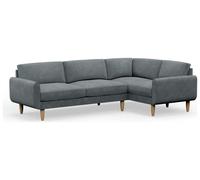 Hutch Slim Velvet Round Arm 5 Seater Corner Sofa- Slate Grey