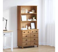 Hutch Solid Pine Honey 91x40x200.5cm 6 Drawers 3 Shelves Brown Unit.