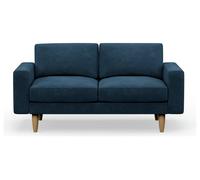 Hutch Velvet Block Arm 2 Seater Sofa - Ink Blue
