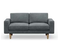 Hutch Velvet Block Arm 2 Seater Sofa - Slate Grey