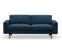 Hutch Velvet Block Arm 3 Seater Sofa - Ink Blue