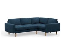 Hutch Velvet Block Arm 4 Seater Corner Sofa - Ink Blue