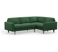 Hutch Velvet Block Arm 4 Seater Corner Sofa - Sage Green