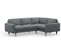 Hutch Velvet Block Arm 4 Seater Corner Sofa - Slate Grey