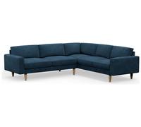 Hutch Velvet Block Arm 6 Seater Corner Sofa - Ink Blue