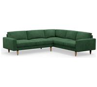 Hutch Velvet Block Arm 6 Seater Corner Sofa - Sage Green